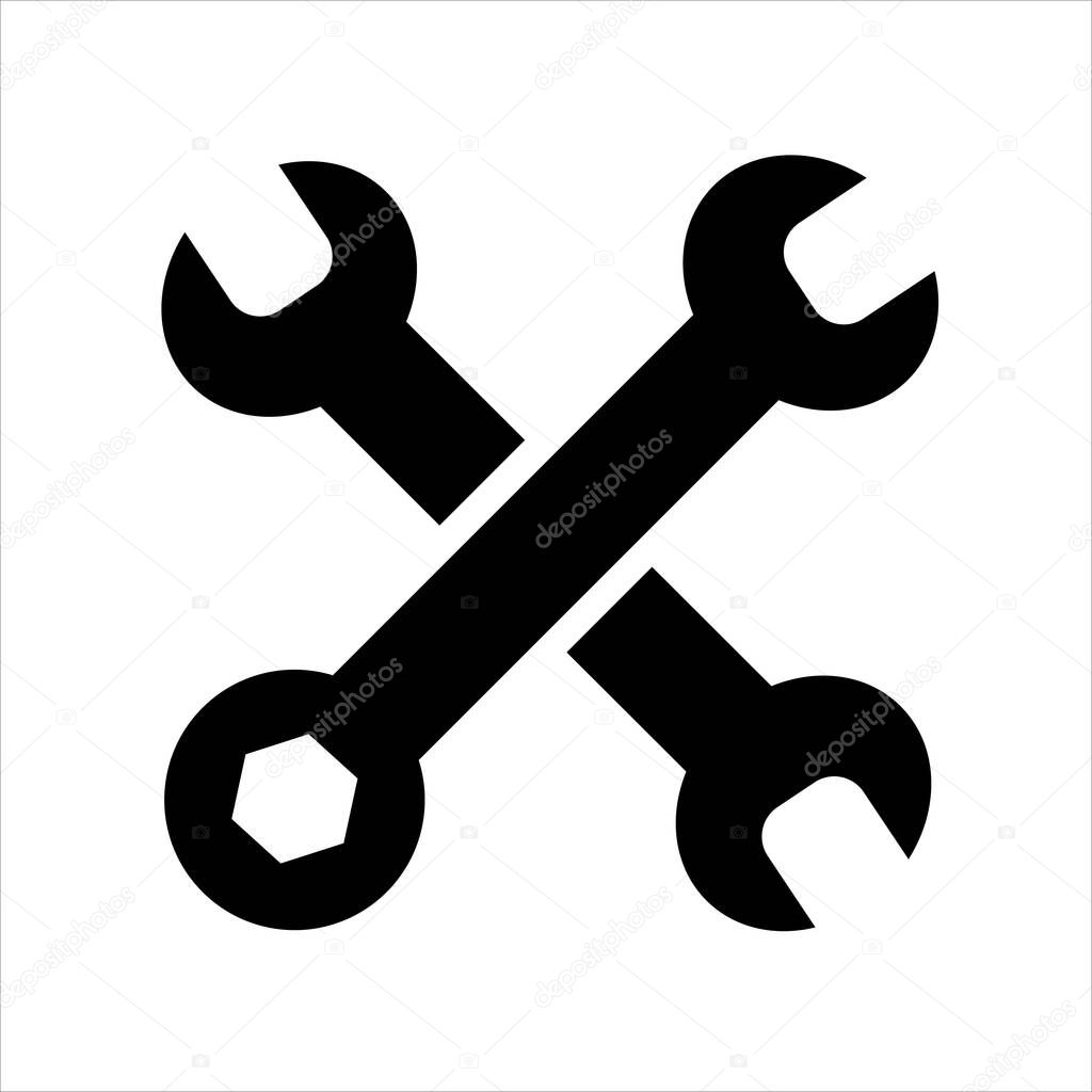 Simple spanners isolated on white background Icon for apps and websites