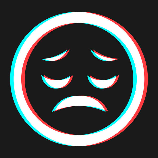 Мультфильм смайлик смайлик символ, значок в 3D эффект с синим и красным цветом