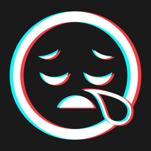 Мультфильм смайлик смайлик символ, значок в 3D эффект с синим и красным цветом