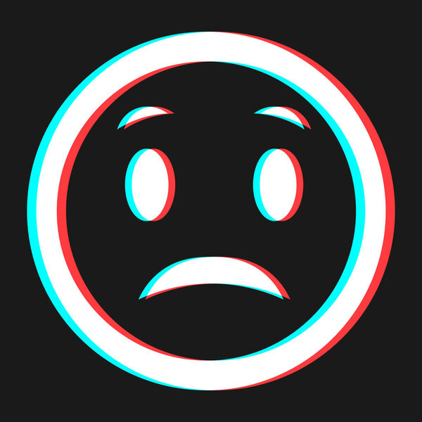 Мультфильм смайлик смайлик символ, значок в 3D эффект с синим и красным цветом