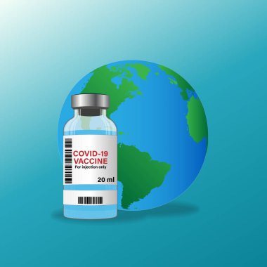 Barkodlu aşı şişesi. Covid-19 koronavirüs aşısı konsepti