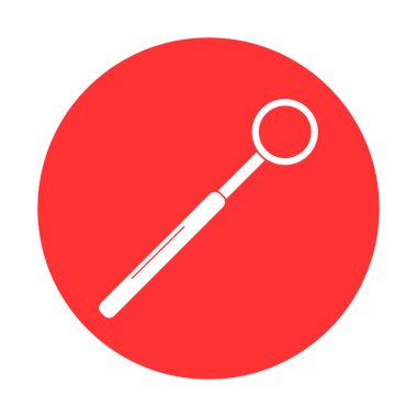 Diş aynası terapisi ikonu ve cerrahi diş aleti illüstrasyonu