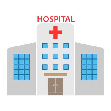 Düz Tasarım Sağlık Hastanesi İkonası. Hastane binasının tıbbi konsepti