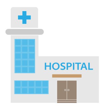 Düz Tasarım Sağlık Hastanesi İkonası. Hastane binasının tıbbi konsepti