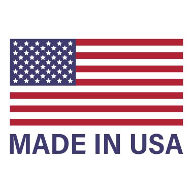 Amerikan bayrağı ve Amerikan yapımı etiket, ürün amblemi, logo tasarımı