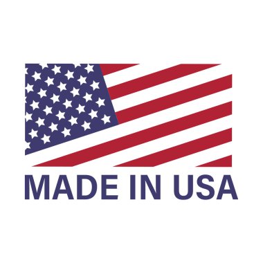 Amerikan bayrağı ve Amerikan yapımı etiket, ürün amblemi, logo tasarımı