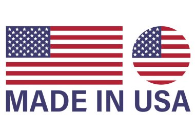Amerikan bayrağı ve Amerikan yapımı etiket, ürün amblemi, logo tasarımı