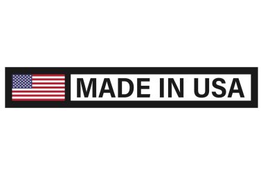 Amerikan bayrağı ve Amerikan yapımı etiket, ürün amblemi, logo tasarımı