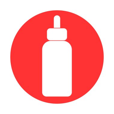 Tıbbi sprey, pipet şişesi, basit düz çizimler.