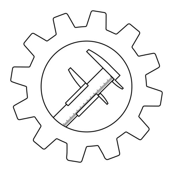 Calipers Gereedschap Gear Eenvoudige Platte Pictogram Illustratie — Stockvector