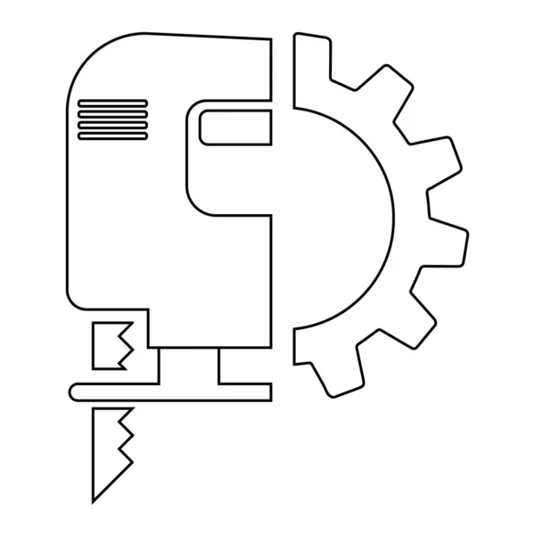 Elektrische Handdecoupeerzaag Tandwielpictogram Witte Achtergrond — Stockvector