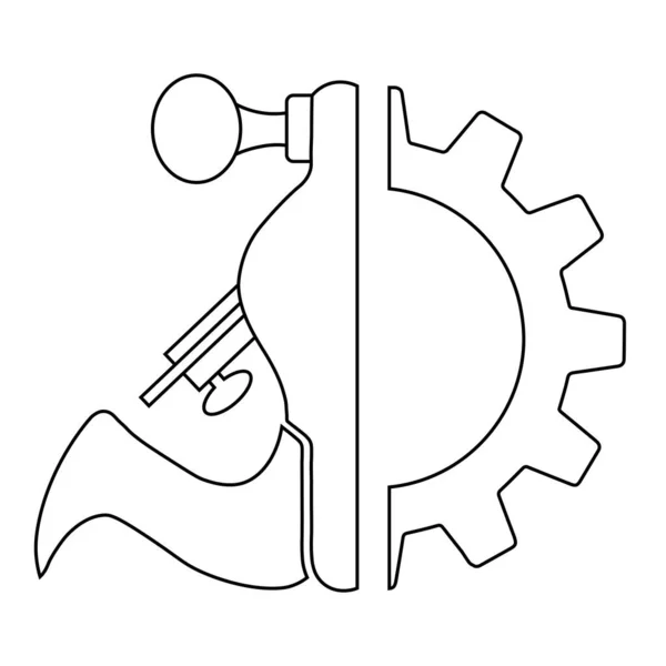 Illustration Plant Blockplan Med Kugghjulsikon — Stock vektor