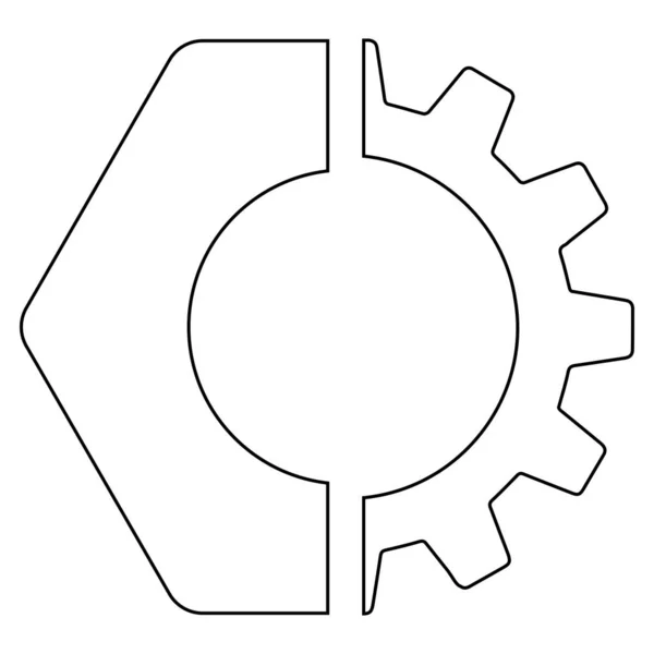 Moer Tandwielgereedschap Icoon Workshop Industrieel Instrument — Stockvector