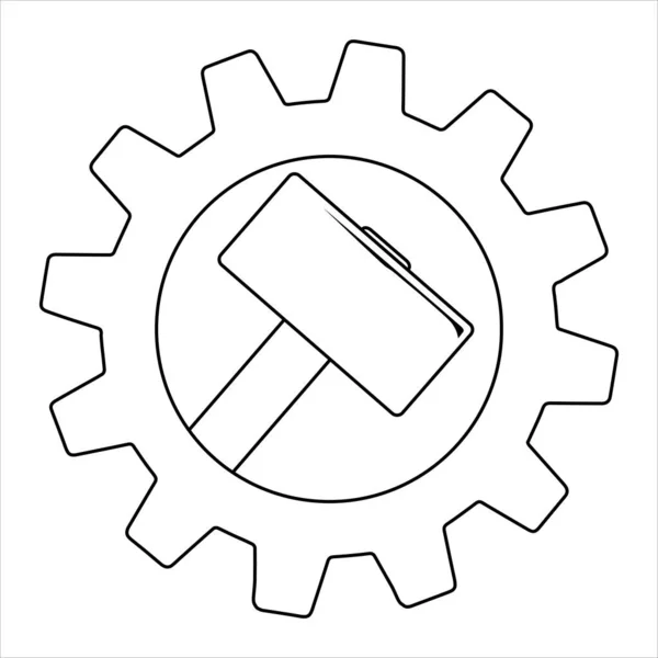 Einfaches Symbol Für Hammer Auf Zahnrad Für Web — Stockvektor