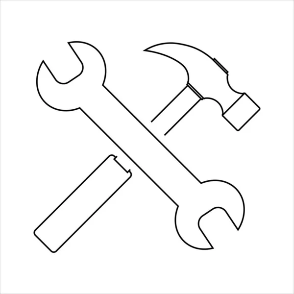 Jednoduchý Klíč Kladivo Izolované Bílém Pozadí Ikona Pro Aplikace Webové — Stockový vektor