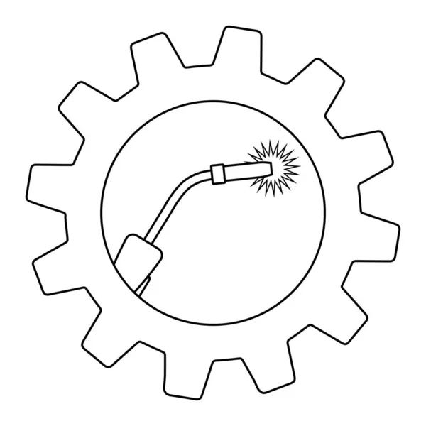 ギアに火花と溶接トーチ 溶接工具設計 — ストックベクタ