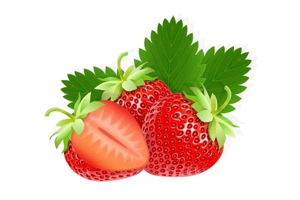 Φράουλα Γλυκιά Απεικόνιση Φρούτων Για Web Που Απομονώνονται Λευκό Φόντο — Διανυσματικό Αρχείο