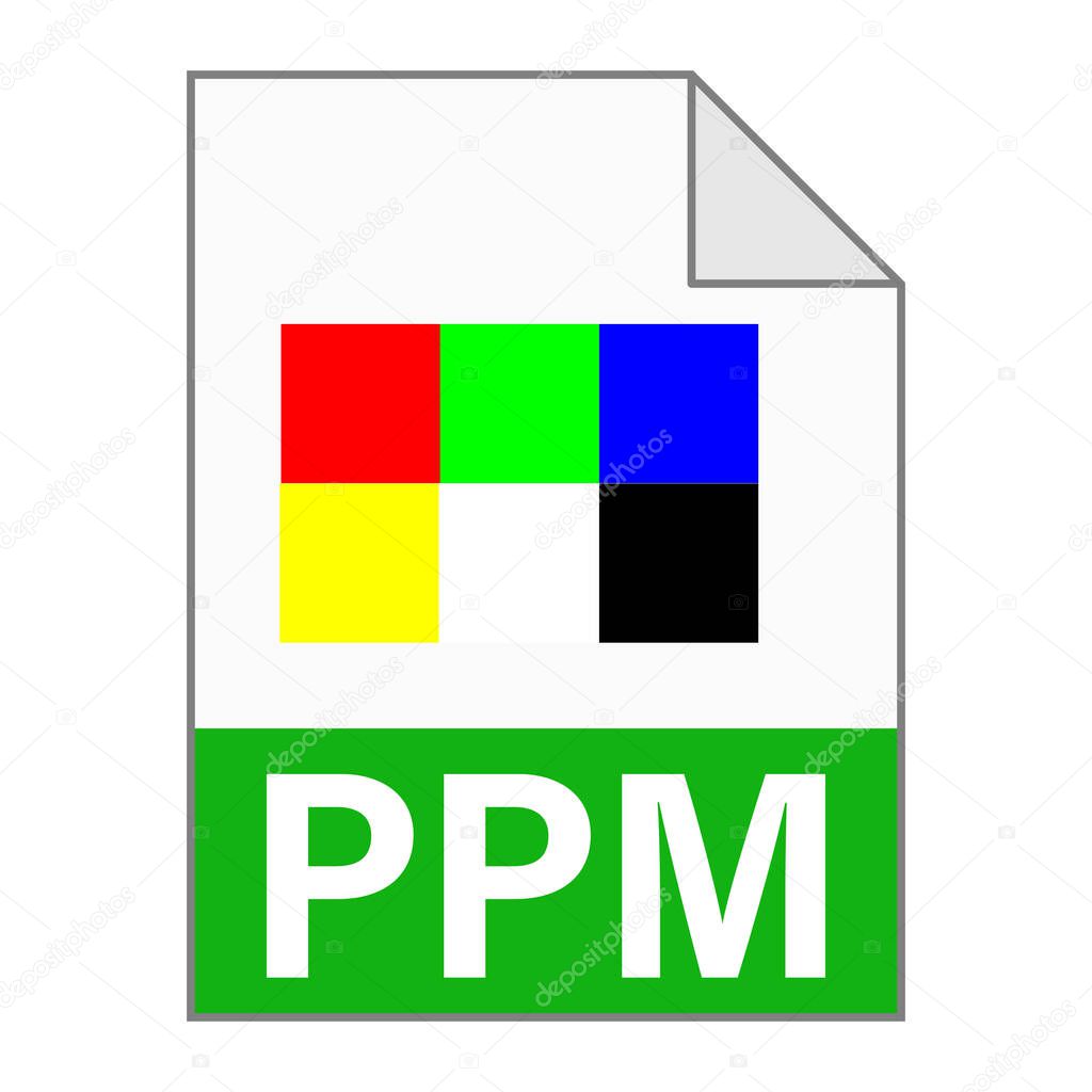 Modern flat design of PPM file icon for web