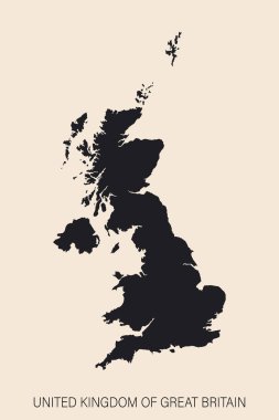 Arkaplanda izole edilmiş sınırları olan son derece ayrıntılı Birleşik Krallık haritası