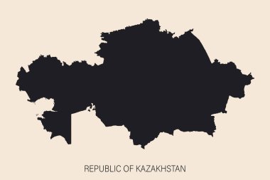 Arkaplanda izole edilmiş sınırları olan son derece ayrıntılı Kazakistan haritası