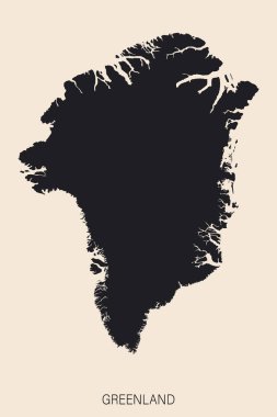 Arkaplanda izole edilmiş sınırları olan son derece detaylı Grönland haritası