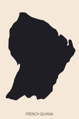 Arka planda izole edilmiş sınırları olan son derece ayrıntılı Fransız Guyanası haritası