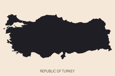 Arkaplanda sınırların izole edildiği son derece ayrıntılı Türkiye haritası