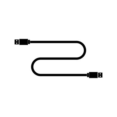 Simple illustration of usb data cable Personal computer component icon clipart