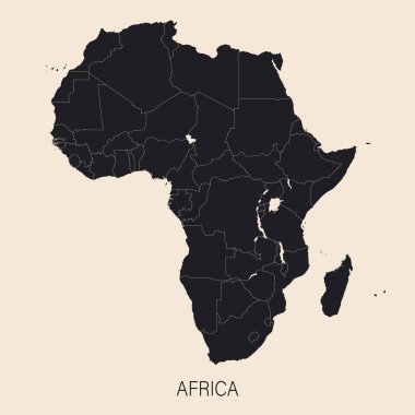 Afrika kıtasının ülke sınırları ile ilgili politik ayrıntılı haritası.