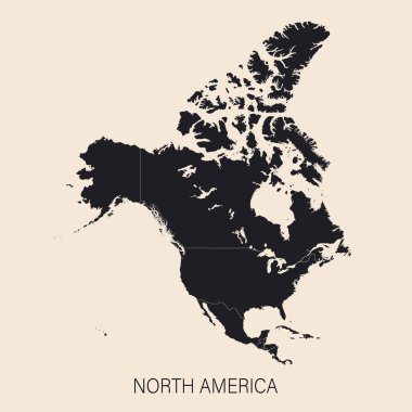 Sınırları olan Kuzey Amerika kıtasının politik ayrıntılı haritası.