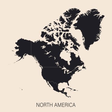 Sınırları olan Kuzey Amerika kıtasının politik ayrıntılı haritası.