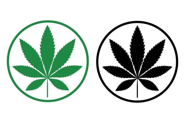 Einfaches Symbol Von Cannabis Leaf Silhouette Indica Marihuana — Stockvektor