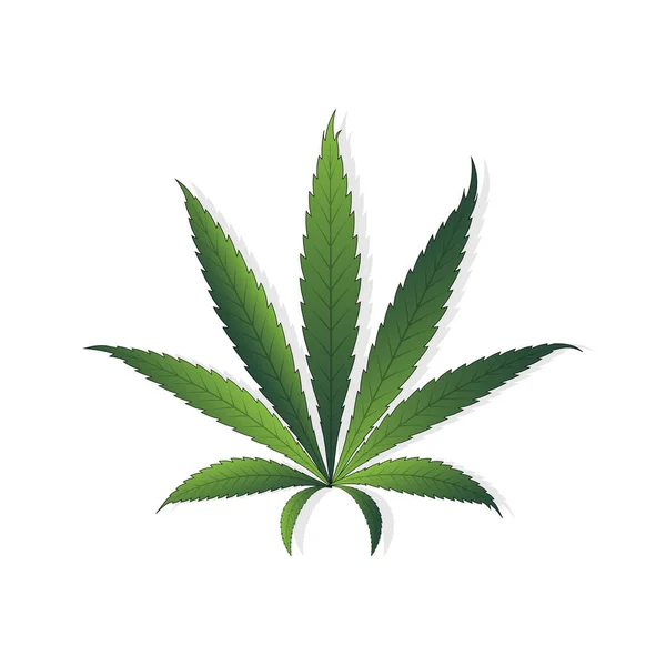 Simple Icon Cannabis Leaf Silhouette Sativa Marijuana — Stock Vector