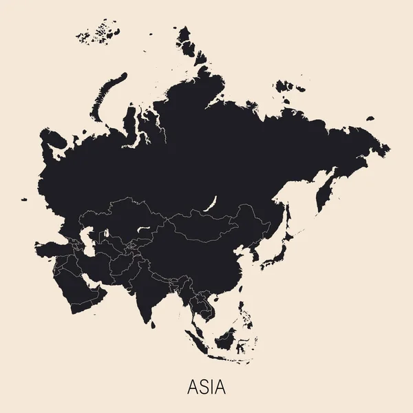 Carte Politique Détaillée Continent Asiatique Avec Pleine Russie Avec Les — Image vectorielle