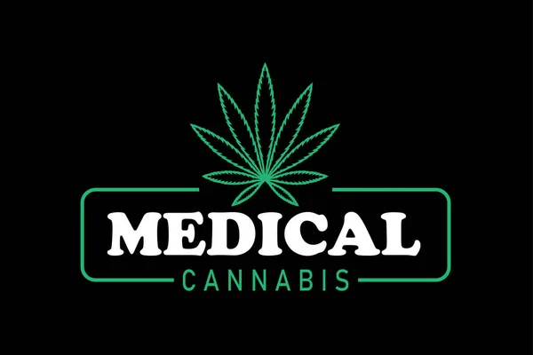 Logotipo Folha Verde Cannabis Indica Sativa Marijuana Medicinal Forma Simples — Vetor de Stock