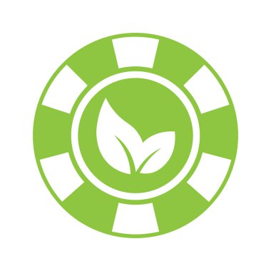 Kumarhane çipi ikonu Bio doğa yeşil eko sembolü Web ve iş için