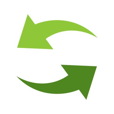 Ürün ambalajı ve kutusunda yeşil geri dönüşüm simgesi Simgesi