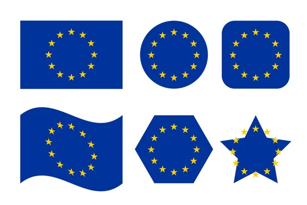 Bandeira União Europeia Com Fundo Azul Estrelas Amarelas — Vetor de Stock