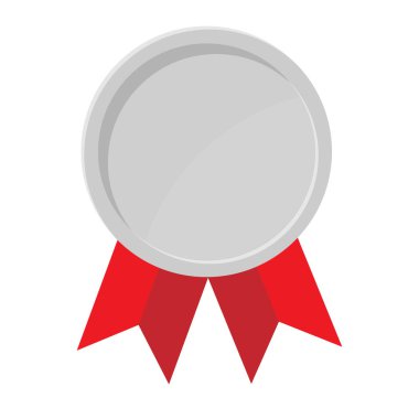 Kazananlar için kurdeleli gümüş madalyanın basit bir illüstrasyonu