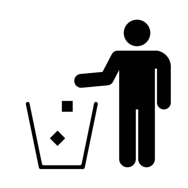 Mann Wirft Müll Ikone Menschen Bewegung Aktives Lebensstilschild — Stockvektor