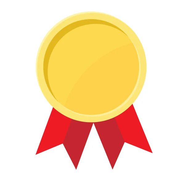 Jednoduchá Ilustrace Zlaté Medaile Stuhami Pro Vítěze — Stockový vektor