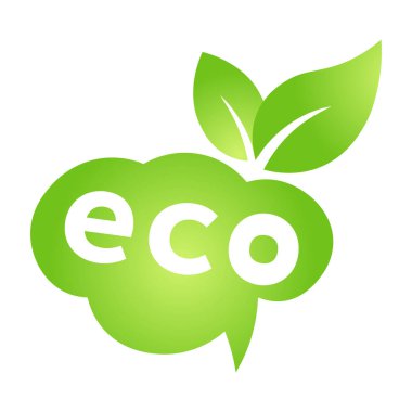 Çevresel yeşil bulut konuşma balonu simgesi biyodoğa web ve iş dünyası için yeşil eko sembolü