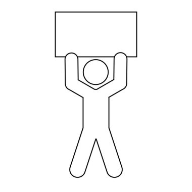 Bir poster simgesi tutan adam Hareket halindeki insanlar Aktif yaşam tarzı işareti