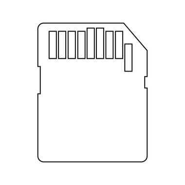 Hafıza kartı SD CARD veya MICRO SD CARD Kişisel bilgisayar bileşeni simgesinin basit çizimi