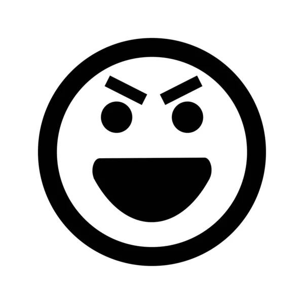 Cartoon Angry Evil Smile Face Emoticon Icon Flat Style — 스톡 벡터
