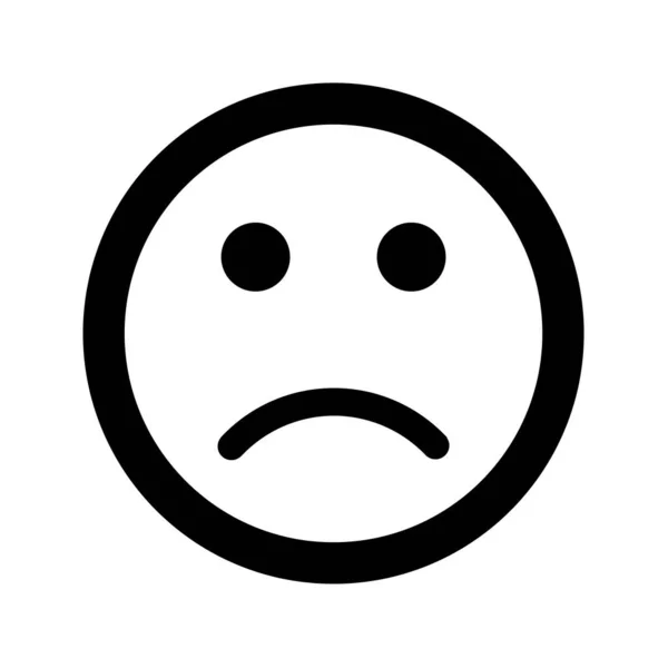 Γελοιογραφία Λυπημένο Χαμόγελο Πρόσωπο Emoticon Εικονίδιο Επίπεδο Στυλ — Διανυσματικό Αρχείο