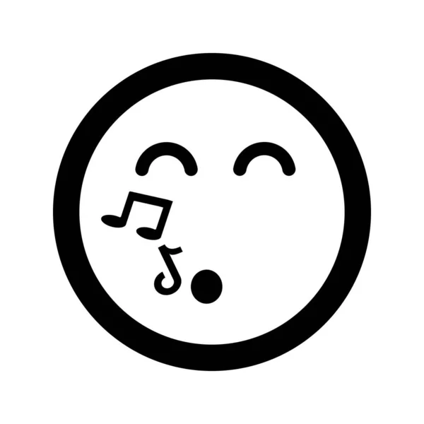 Cartoon Sing Smile Face Emoticon Icon Flat Style — 图库矢量图片