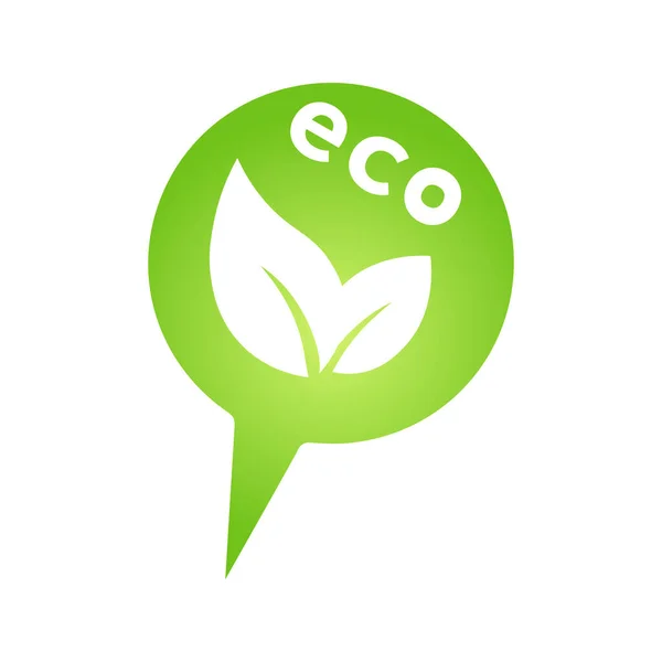 Eco Green Cloud Speech Bulle Icône Bio Nature Vert Éco — Image vectorielle