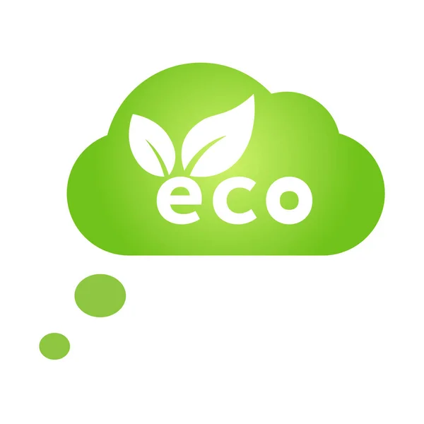 Eco Groene Wolk Spraak Bel Pictogram Bio Natuur Groen Eco — Stockvector
