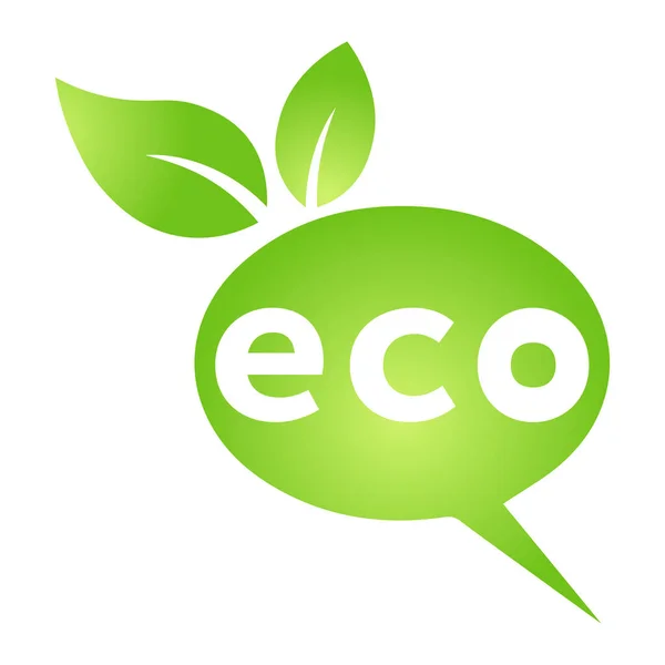 Eco Verde Nuvola Discorso Bolla Icona Bio Natura Verde Eco — Vettoriale Stock